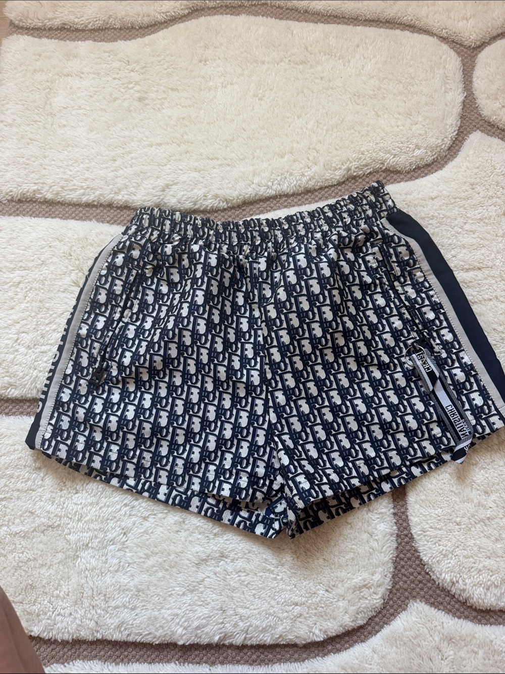 Dior Navy and White Monogram Athletic Shorts